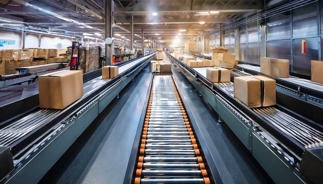 automated belts swiftly sorting parcels in busy center