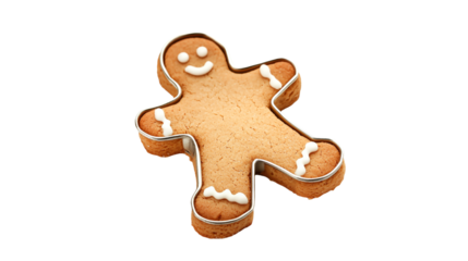 PNG a gingerbread man in the shape of a man on a transparent background