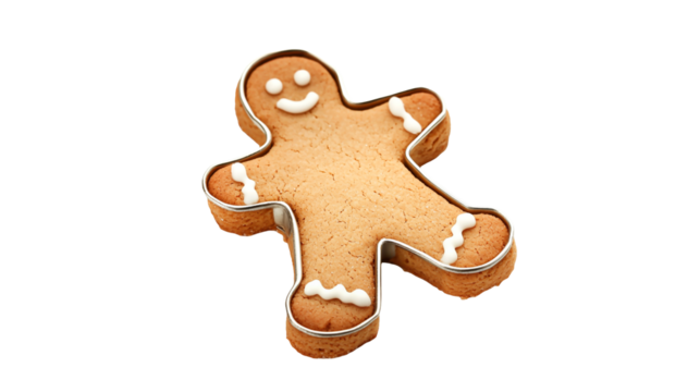 PNG a gingerbread man in the shape of a man on a transparent background