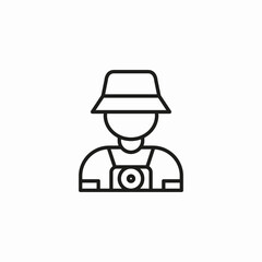 traveler photographer camera hat  icon sign vector