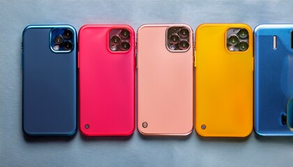 colorful phone cases flat lay