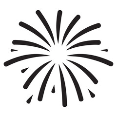 Black Firework Explosion Design Element for Celebrations and Festivities on a Clean White Background Perfect for Graphic Design