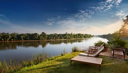 Fototapeta premium serene retreat by the riverbank