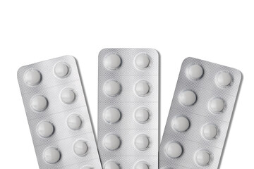 複数枚並んだ未開封の白い錠剤シート