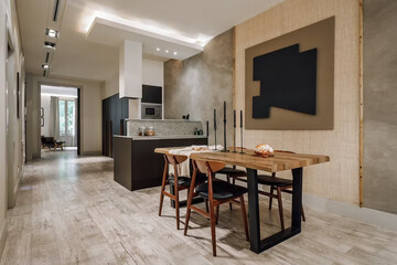 modern luxury dining room interior, 3d render