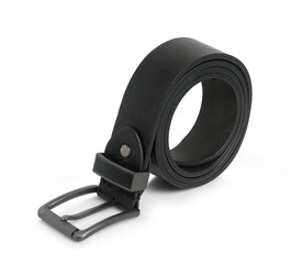 Obraz premium new black leather belt isolated