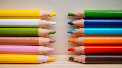 Colorful Pencils Arranged in a Close-Up View