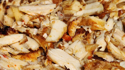 chicken doner pieces cut for serving