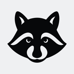Silhouette raccoon face minimal style vector illustration