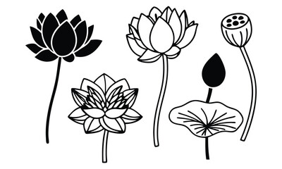 Lotus Flower Silhouettes Collection