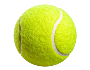 Tennis Ball with Detailed Fuzz Texture, Angled Side View, isolated