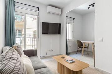 Modern luxury apartment interior in minimal scandinavian style, 3d rendering