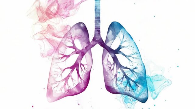 A pair of human lungs with visible smoke escaping, possibly indicating respiratory problems or smoking-related issues