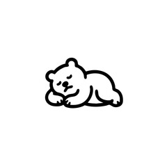 Simple black line drawing of a sleeping bear