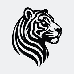 Silhouette tiger head graceful black stripes vector illustration