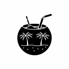 Obraz premium creative details Tropical Drink Shaped Like a Mini Island Icon vector illustration