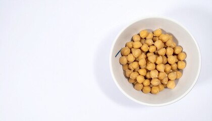 boiled chickpeas on a white background 