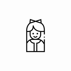 woman with long hair icon sign vector