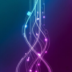 Abstract design with neon blue to purple color combination