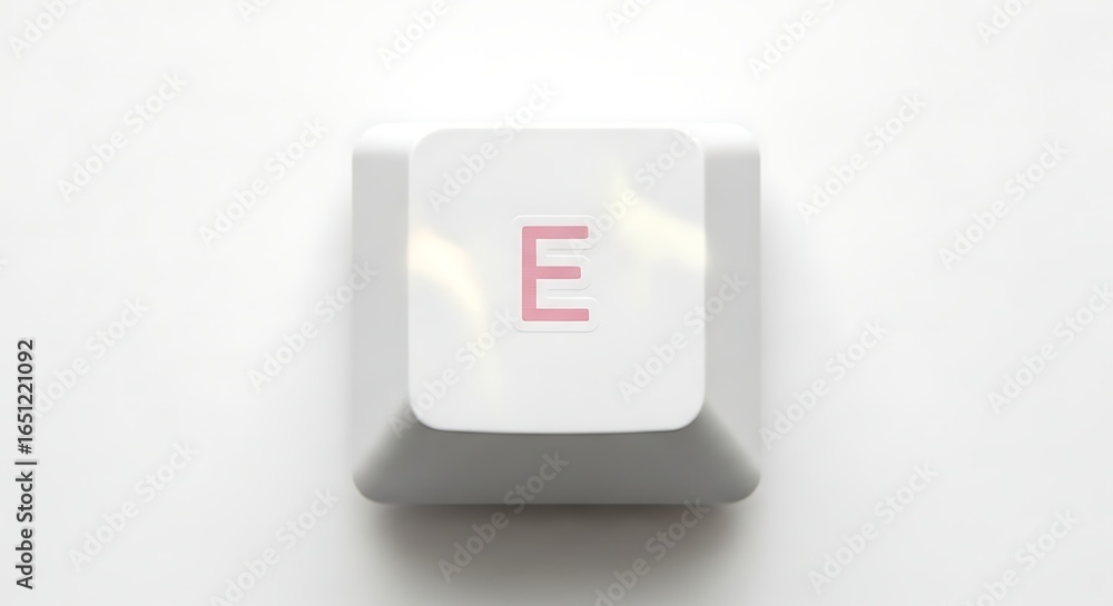 Poster isolated 'e' keycap: close-up of a keyboard key