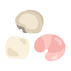 冷凍シーフードミックス（イカ、エビ、アサリ）　イラスト