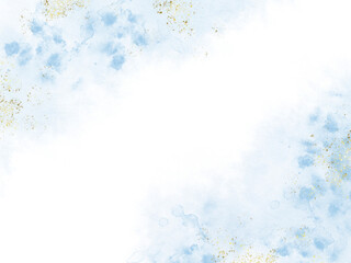 Pastel blue watercolor abstract background. wedding invitation designs or card templates for greetings or invitations on valentines Day. watercolor paint brush glitter gold for wedding elements.