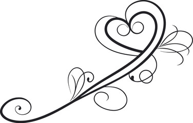 Vector art of elegant heart swirl design isolated on white background