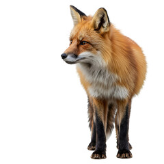 Fototapeta premium Alert fox standing and looking left against a Transparent Background isolated