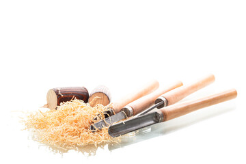 Isolated carving tools on white background