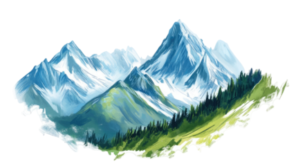 Mountain sketch illustration isolated on white background