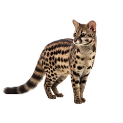 Spotted Genet Standing Posing on Transparent Background Looking Away