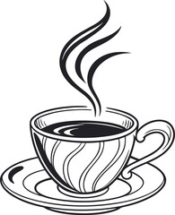 Vector art of hot coffee cup with steam isolated on white background