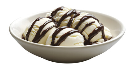 Vanilla ice cream scoops, isolated on white background