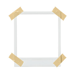 Blank Photo Frame Attached with Tape on a Transparent Background