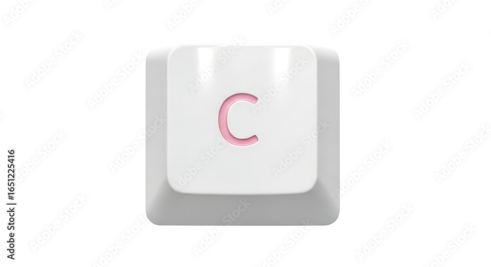 Poster isolated white keyboard button with the letter c
