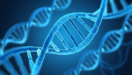 DNA strand and helix on blue background