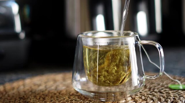 A tea bag tea glass, Hot delicious drinks