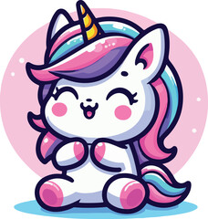 Unicornio kawaii cartoon logo icon vector .