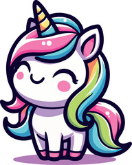 Unicornio kawaii cartoon logo icon vector .