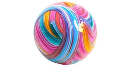 Abstract sphere with swirling colorful ribbons, perfect for modern design projects isolated on white background