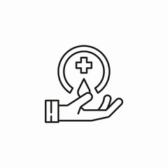 hand holding blood drop icon sign vector