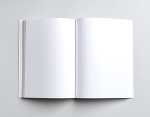 Open Blank Book on Gray Surface, Mockup for Design.