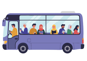 Diverse People Reading on a Public Bus