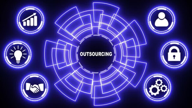 Business, Technology, Internet and network concept. Outsourcing Human Resources. glowing animation.