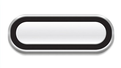 Oval button, white center, silver frame, black border