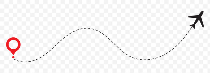 Airplane Plane routes line set. Planes dotted flight pathway. Plane paths. Aircraft tracking, planes, travel, map pins, location pins .start point line trace and plane routes. © Agastya 897