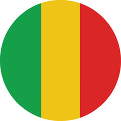 Fototapeta premium Mali national flag circular icon with vertical tricolor design