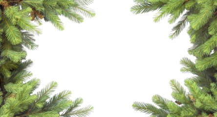 Pine tree border frame on transparent background png
