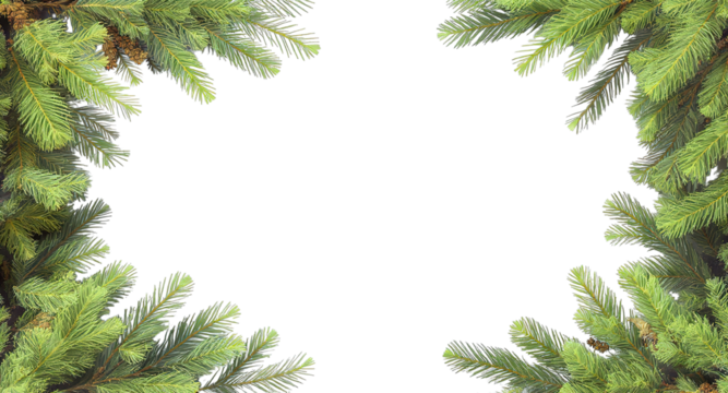 Pine tree border frame on transparent background png