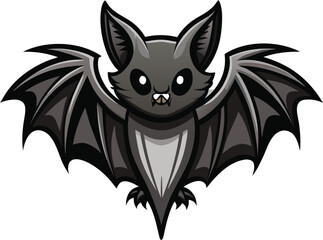 Obraz premium Cute cartoon bat with spreading wings isolated 